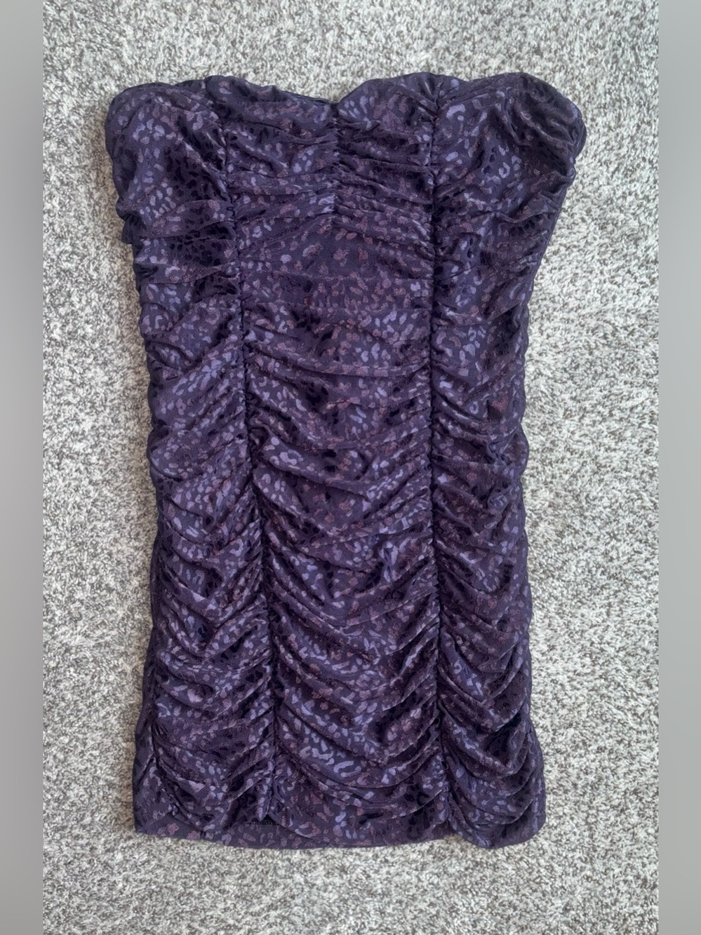 Y2K Purple Leopard Print Ruched Strapless Mini Dress | Charlotte Russe | Size L